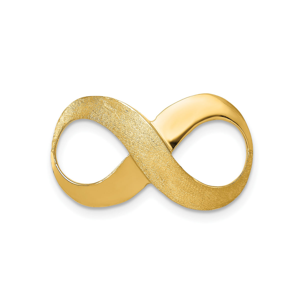 14k Yellow Gold Infinity Pendant, Polished and Brushed Finish, Symbol of Eternal Love and Unity