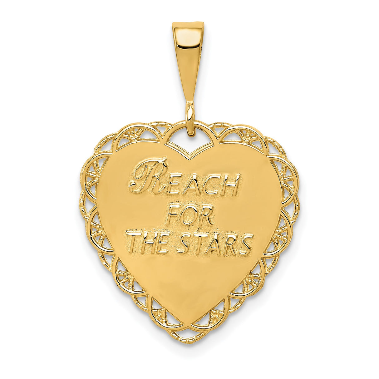 14k Yellow Gold Heart Pendant with Sweet 16 Engraving and Filigree Border Design