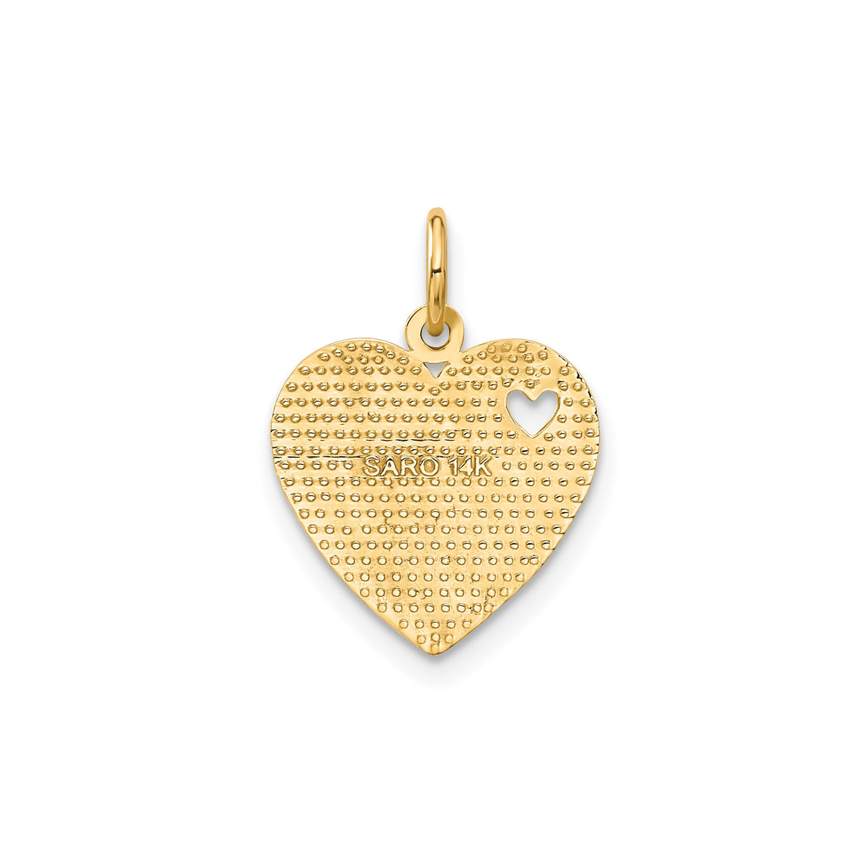 14k Yellow Gold Heart Pendant with Cutout Heart and Floral Star Detail for Women
