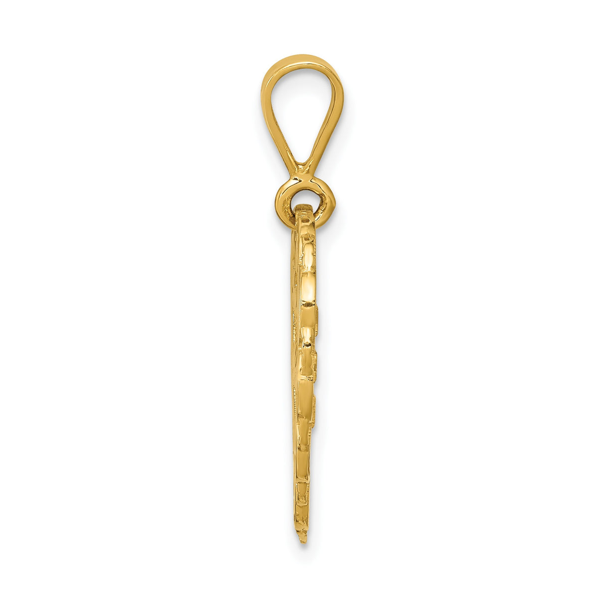 14k Yellow Gold Heart Pendant with Lace Design and Sister Message, Sentimental Jewelry