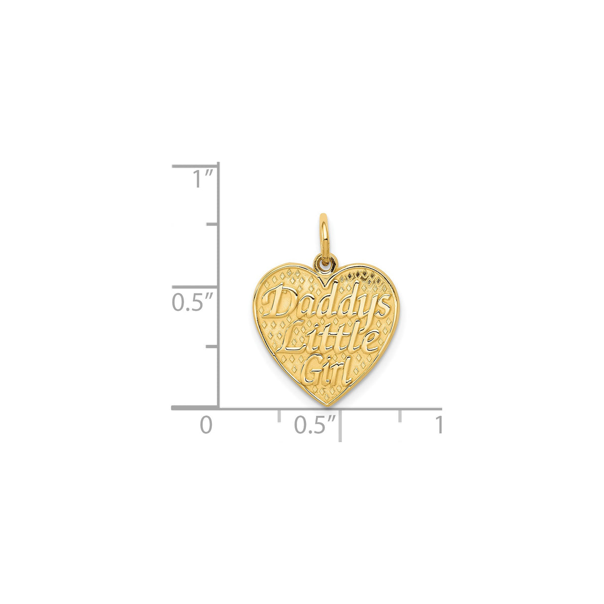 14k Yellow Gold Heart Pendant with Diamond Cut Background and Daddys Little Girl Engraving