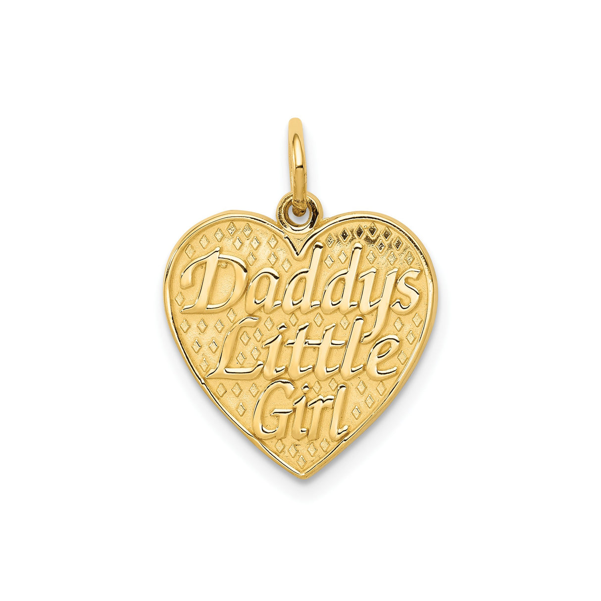 14k Yellow Gold Heart Pendant with Diamond Cut Background and Daddys Little Girl Engraving