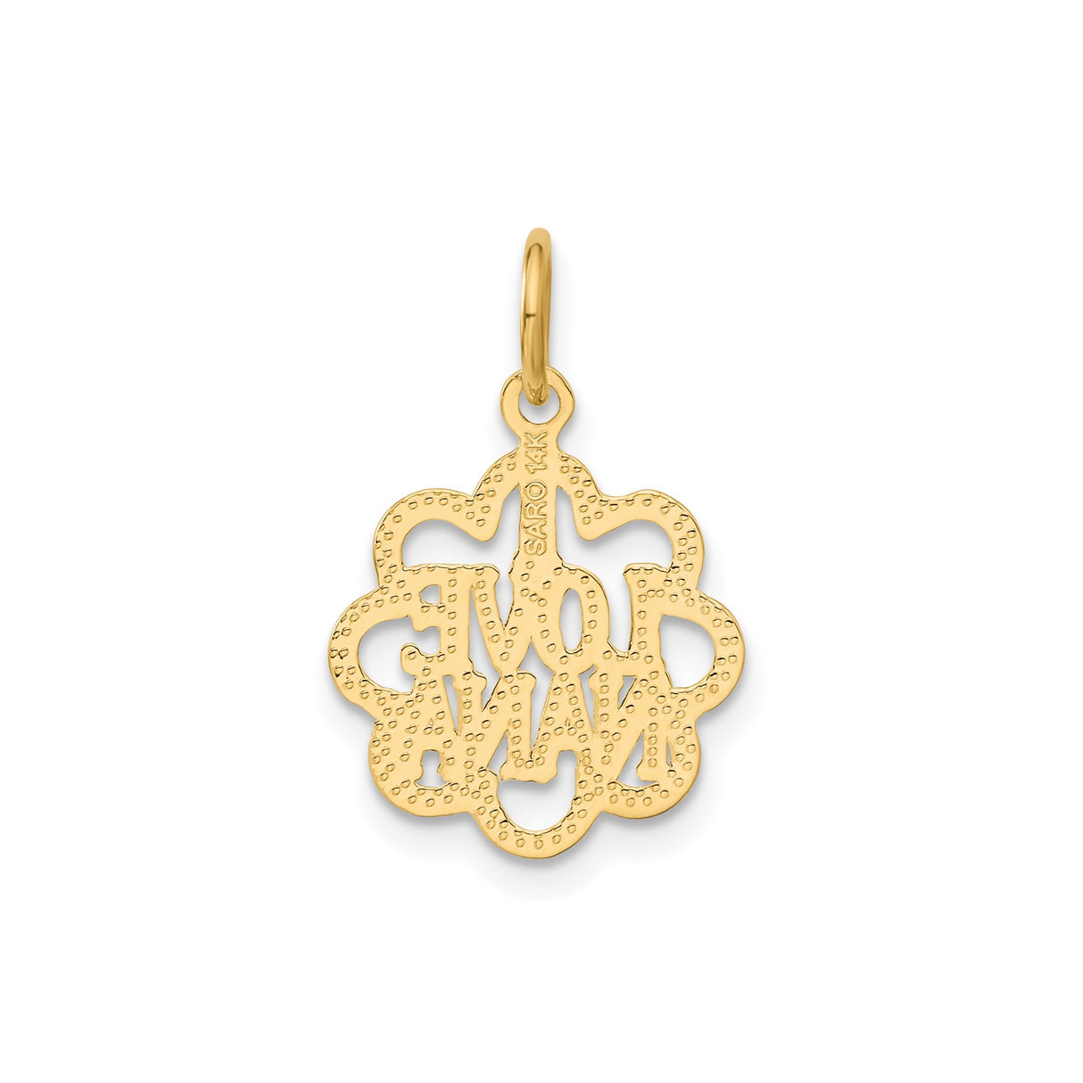 14k Yellow Gold Pendant with Floral Design and I Love Nana Engraving for Women