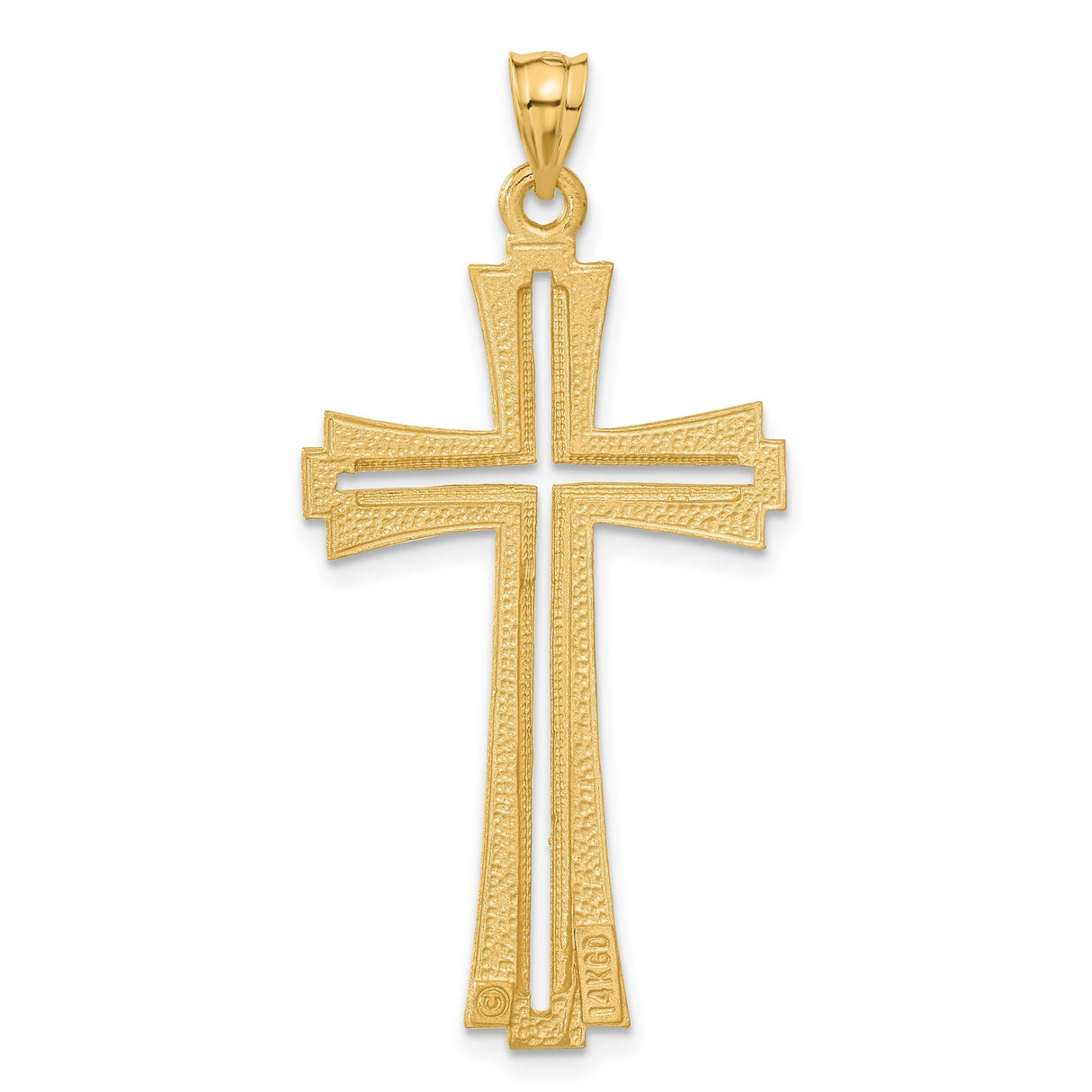 14k Yellow Gold Cross Pendant, Two Tone Reversible Design with Diamond Cut Detailing
