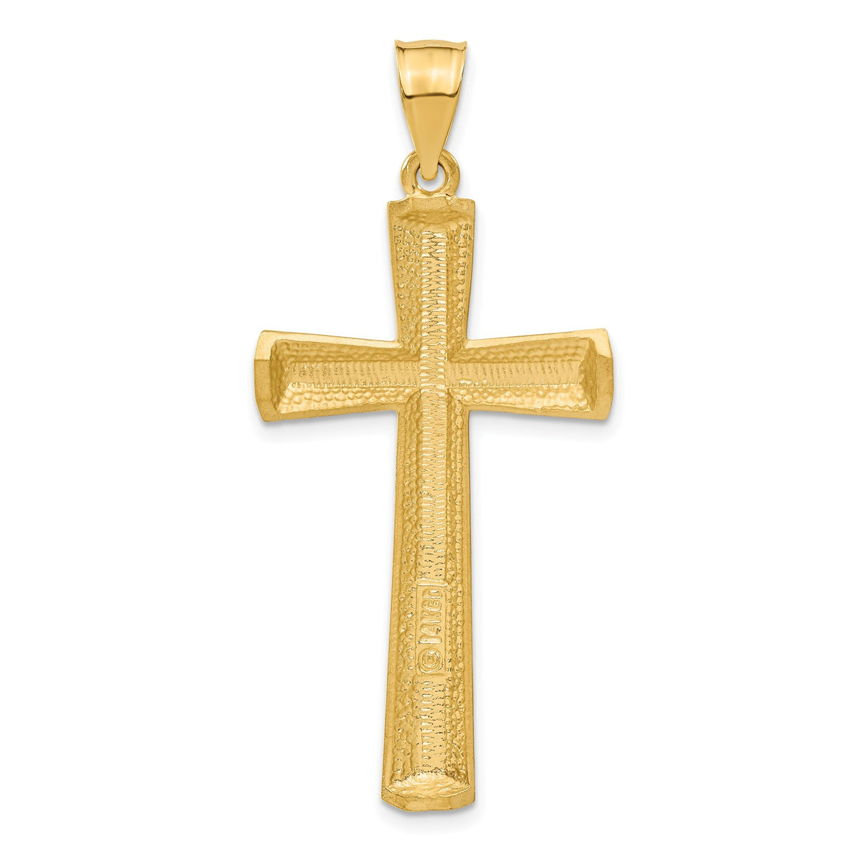 14k Yellow Gold Cross Pendant with Diamond Cut Detailing, Matte and Polished Finish