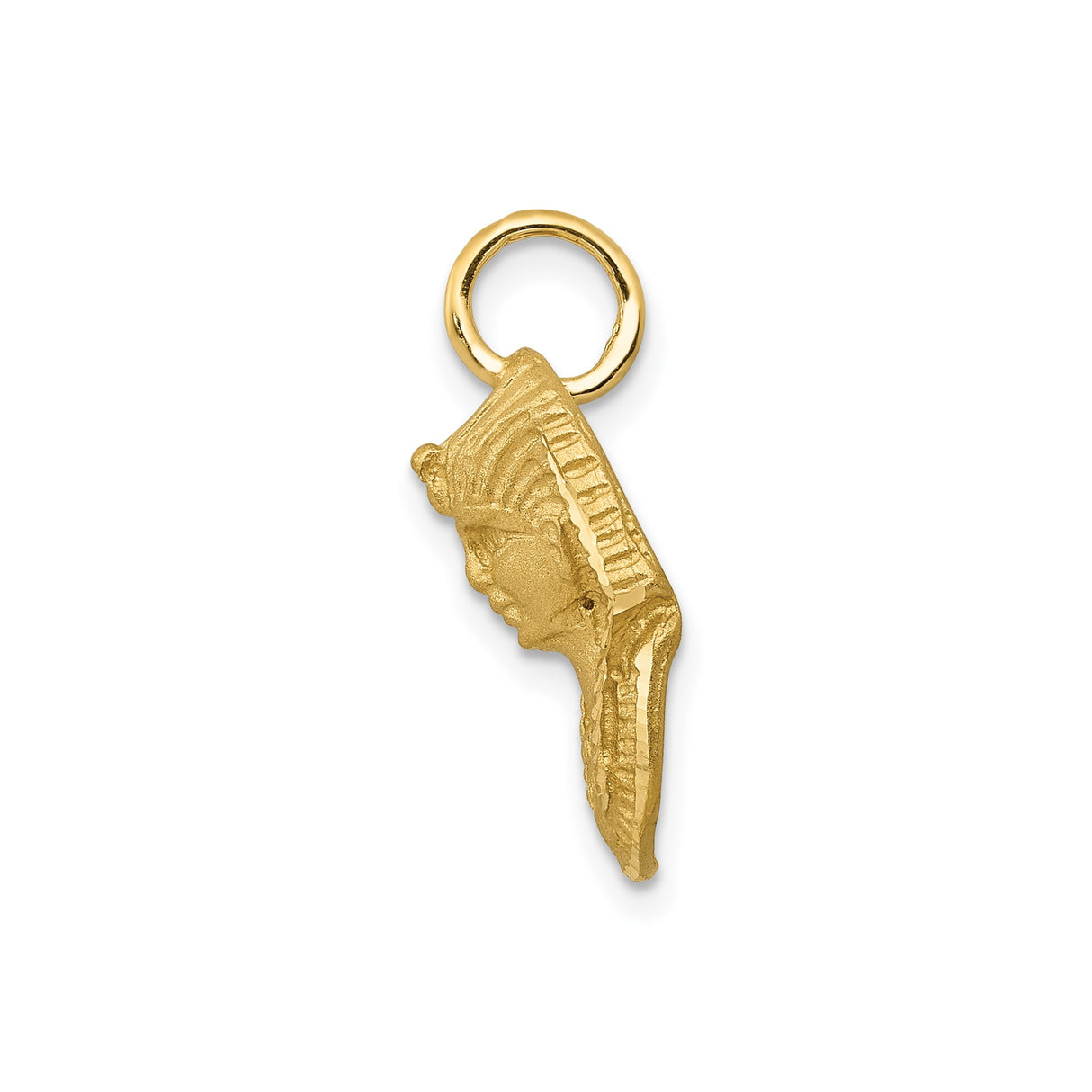 14k Yellow Gold Pharaoh Pendant, Satin Finish Ancient Egyptian Amulet for Men