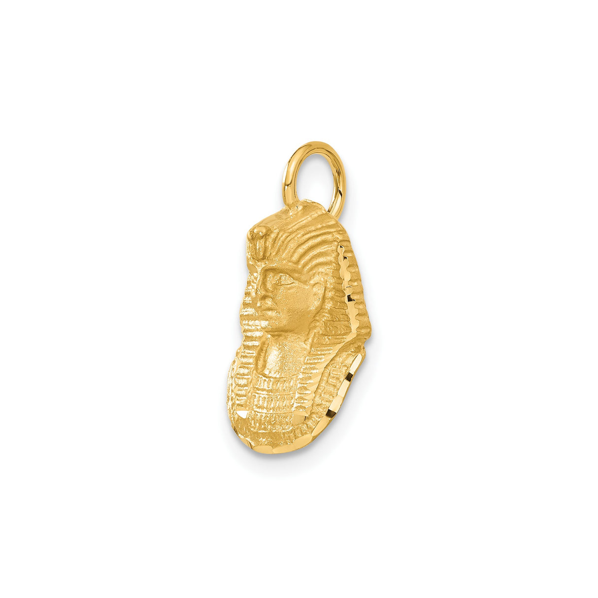14k Yellow Gold Pharaoh Pendant, Satin Finish Ancient Egyptian Amulet for Men
