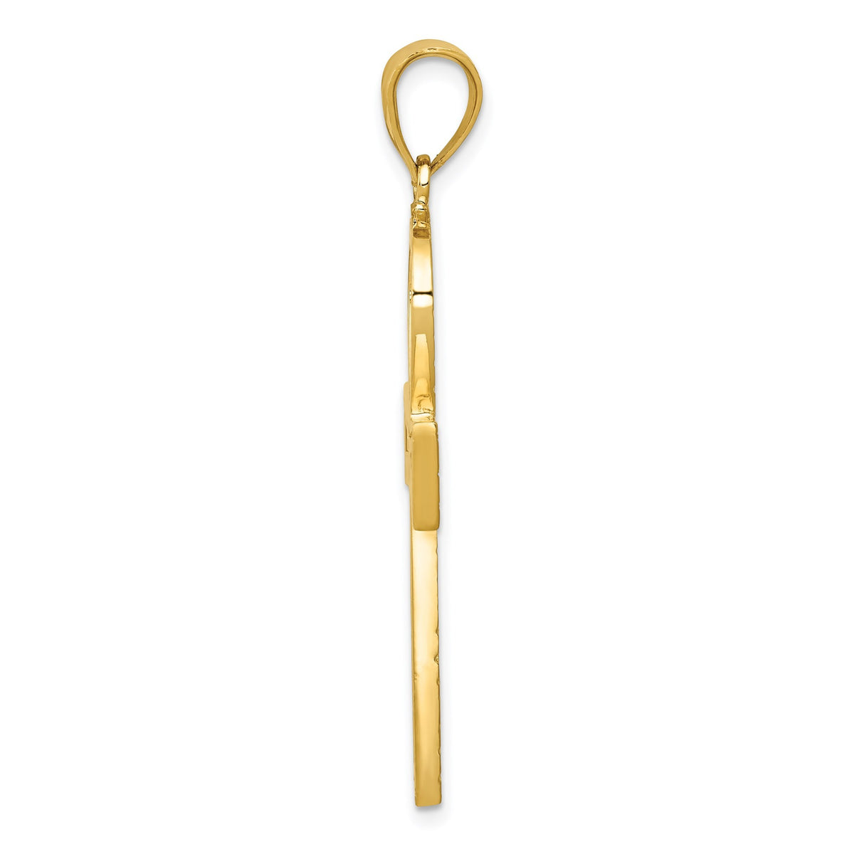 14k Yellow Gold Ankh Cross Pendant, Polished Egyptian Symbol of Life, Faith Charm for Men and Women