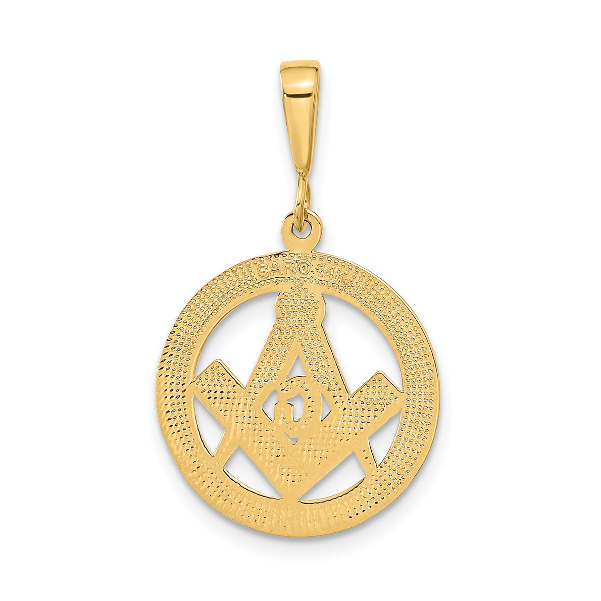 14k Yellow Gold Masonic Pendant with Square and Compass G Symbol, Freemason Charm for Men