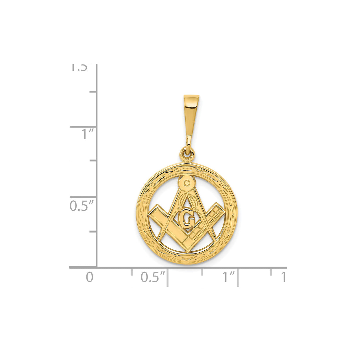 14k Yellow Gold Masonic Pendant with Square and Compass G Symbol, Freemason Charm for Men