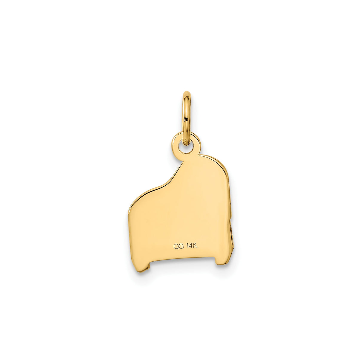14k Yellow Gold Grand Piano Charm Pendant with Detailed Keys, Flat Back Music Jewelry