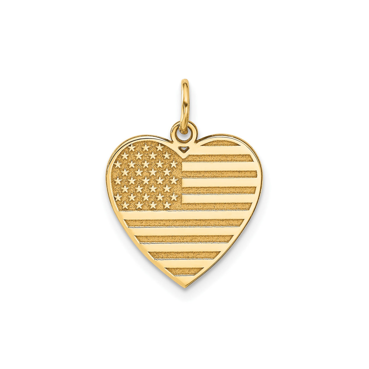 14k Yellow Gold Heart Pendant with American Flag Design, Patriotic USA Jewelry for Women