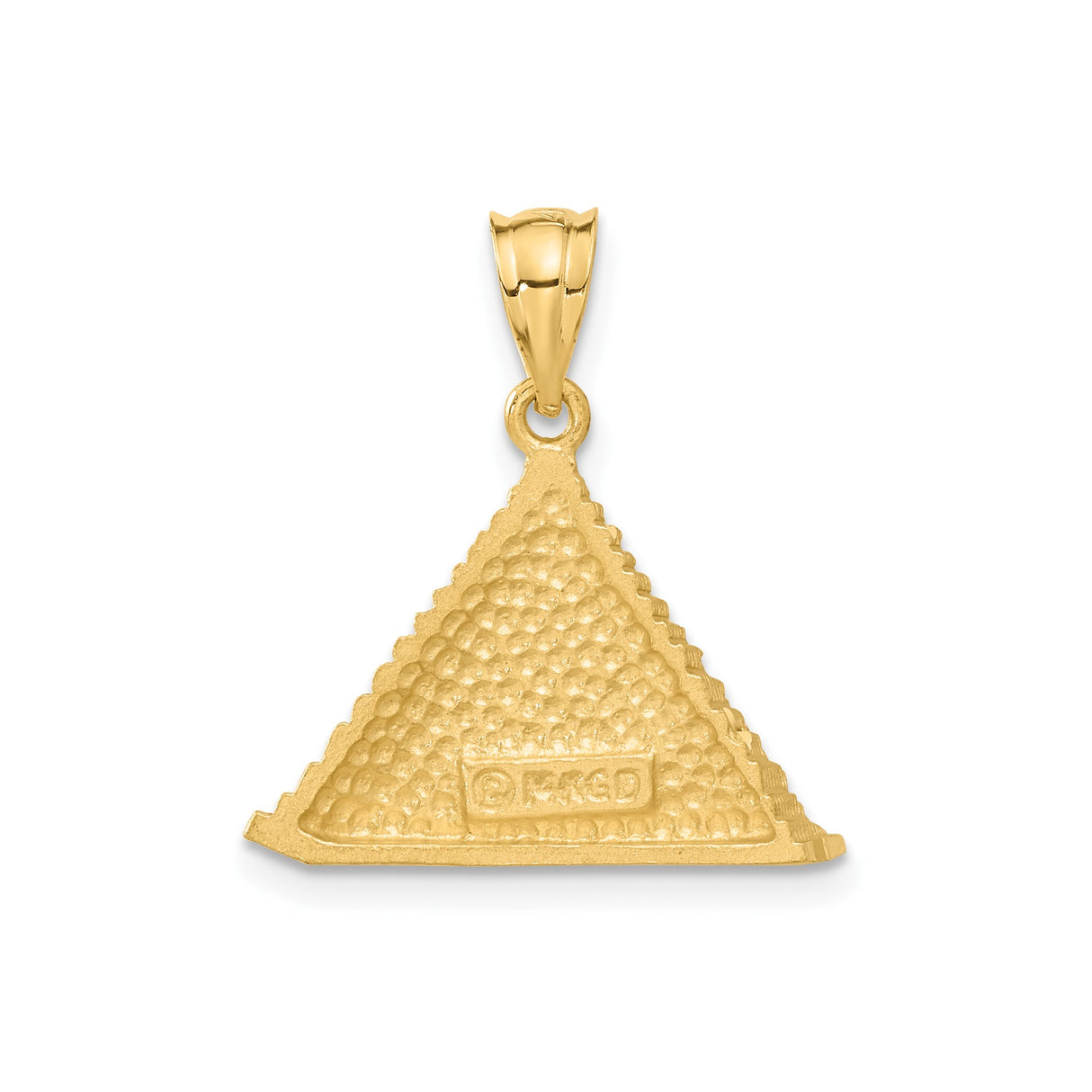14k Yellow Gold Pyramid Pendant with Stepped Design and Masonic Symbol