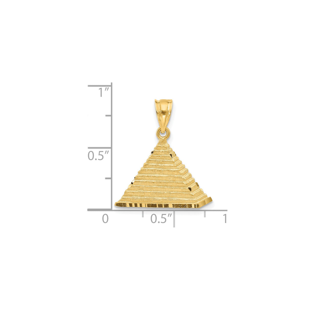 14k Yellow Gold Pyramid Pendant with Stepped Design and Masonic Symbol