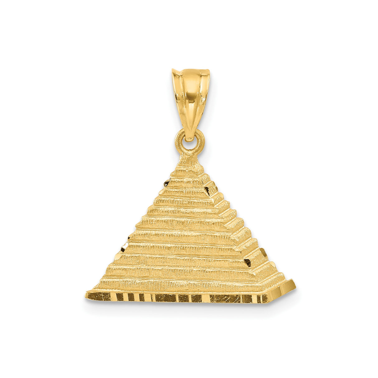 14k Yellow Gold Pyramid Pendant with Stepped Design and Masonic Symbol