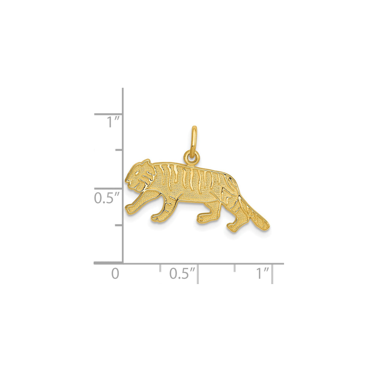 14k Yellow Gold Tiger Pendant with Detailed Walking Design, Symbol of Strength and Power