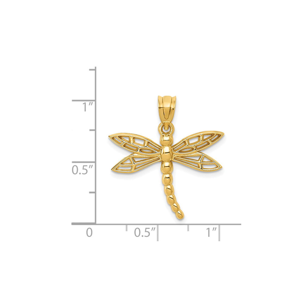 14k Yellow Gold Dragonfly Pendant with Openwork Wings, Nature-Inspired Charm for Women