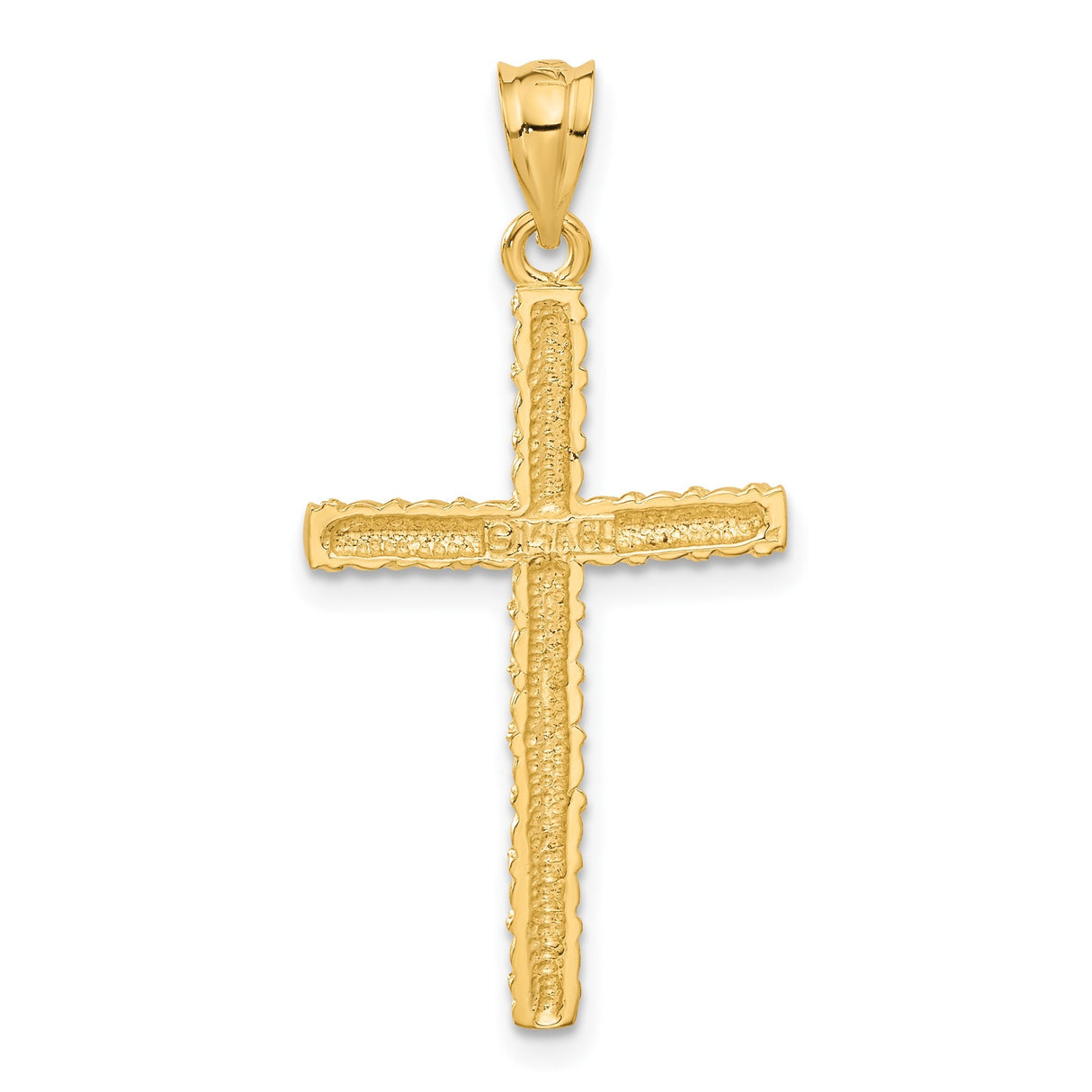 14k Yellow Gold Cross Pendant with Diamond Cut Latin Cross Rope Design