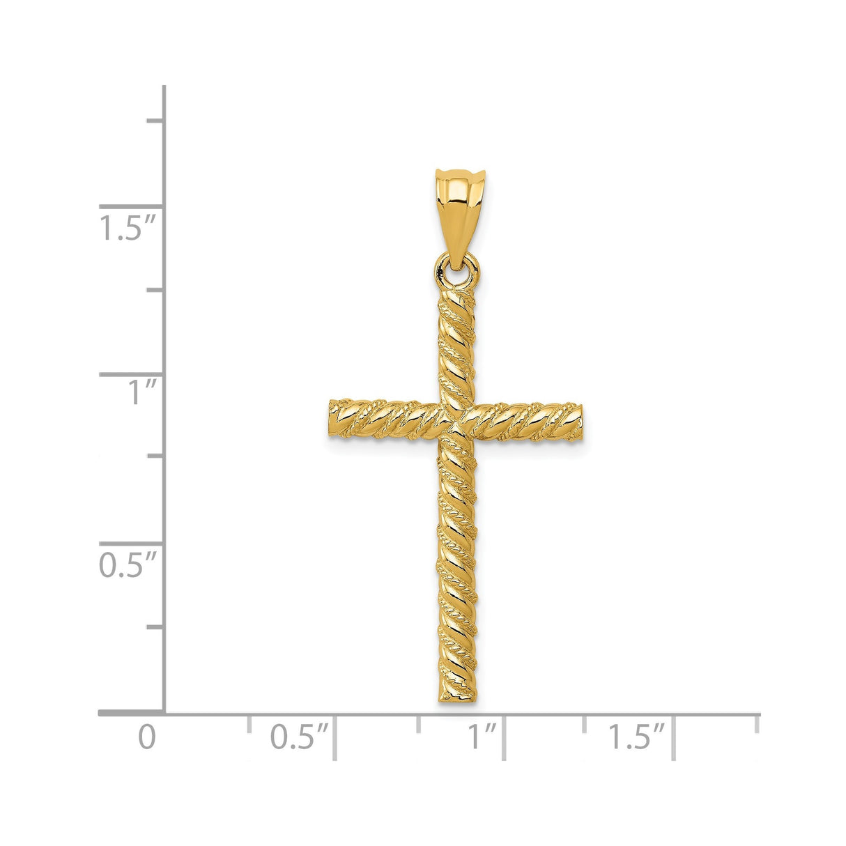 14k Yellow Gold Cross Pendant with Diamond Cut Latin Cross Rope Design