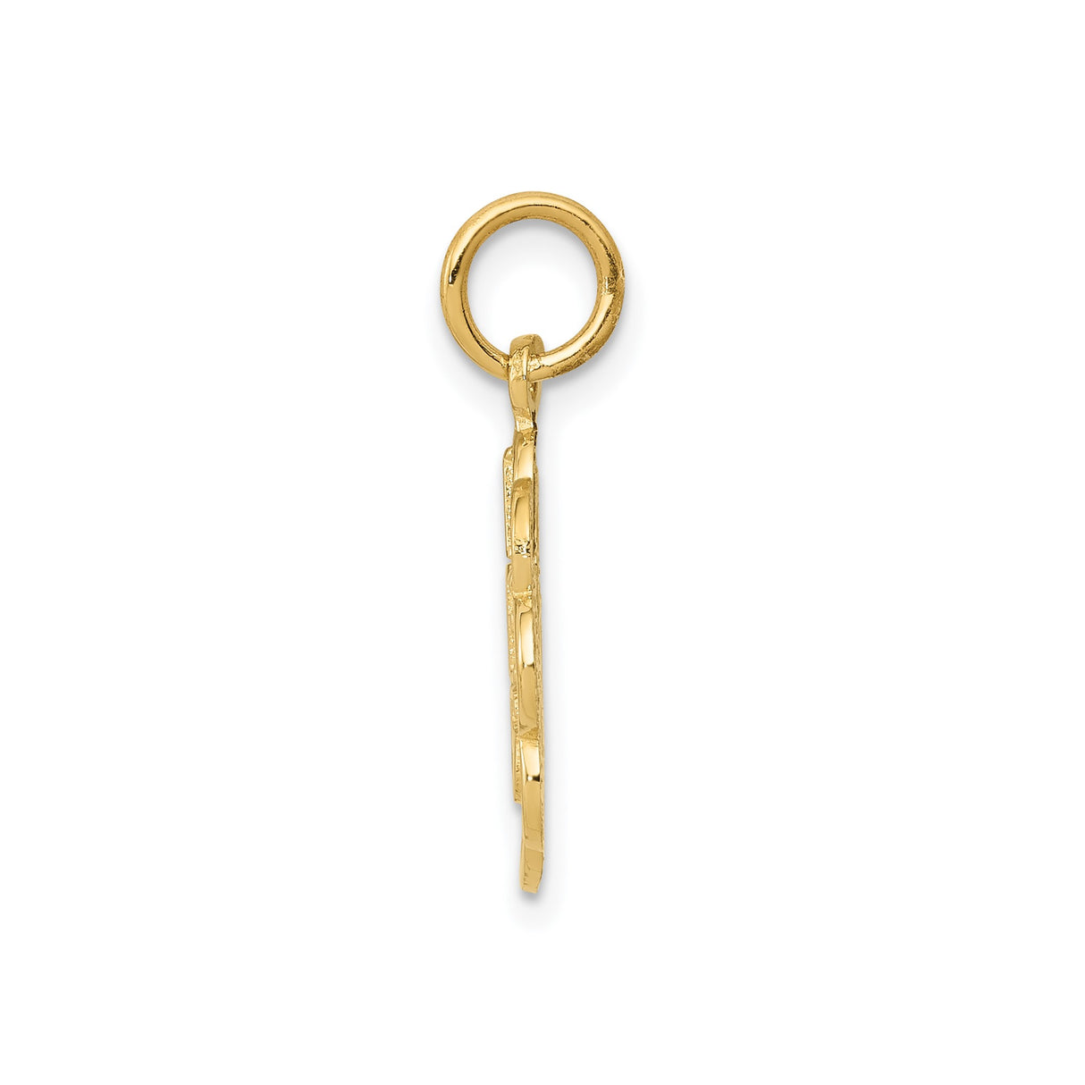 14k Yellow Gold Pendant, I Love Cats Floral Outline with Cutout Lettering, Cat Charm for Women