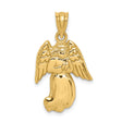14k Yellow Gold Angel Pendant with Detailed Wings, Praying Angel Charm