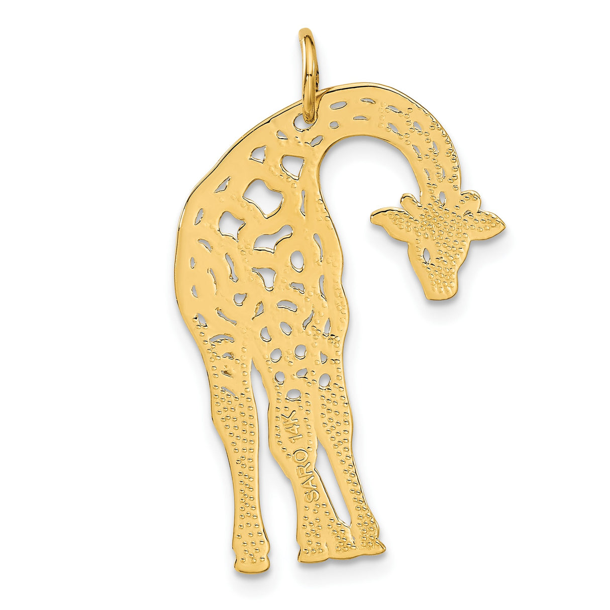 14k Yellow Gold Giraffe Pendant Charm, Cutout Animal Design, Safari Wildlife Motif