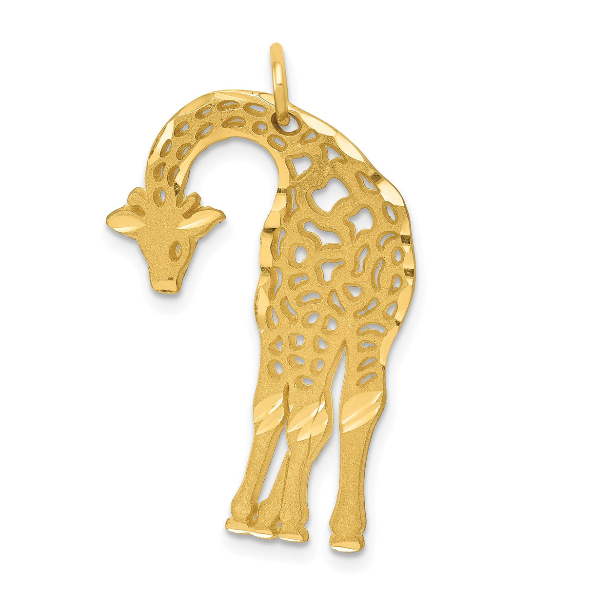 14k Yellow Gold Giraffe Pendant Charm, Cutout Animal Design, Safari Wildlife Motif