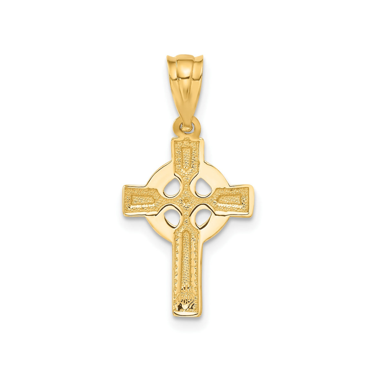 14k Yellow Gold Celtic Iona High Cross Pendant with Halo Design for Men and Women