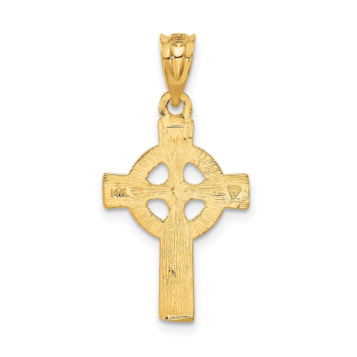 14k Yellow Gold Celtic Cross Pendant with Beaded Edge Detail, Religious Charm for Men and Women