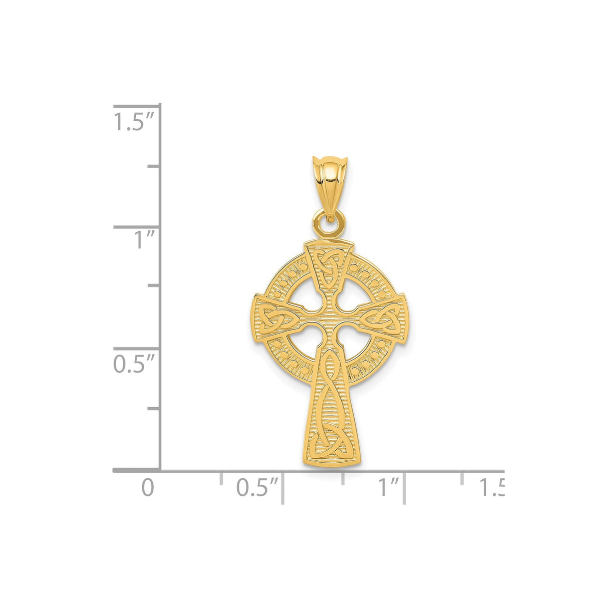14k Yellow Gold Celtic Iona Cross Pendant with Triquetra Knot Design