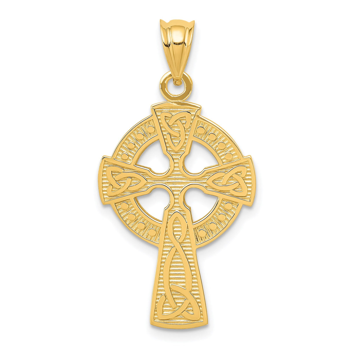 14k Yellow Gold Celtic Iona Cross Pendant with Triquetra Knot Design