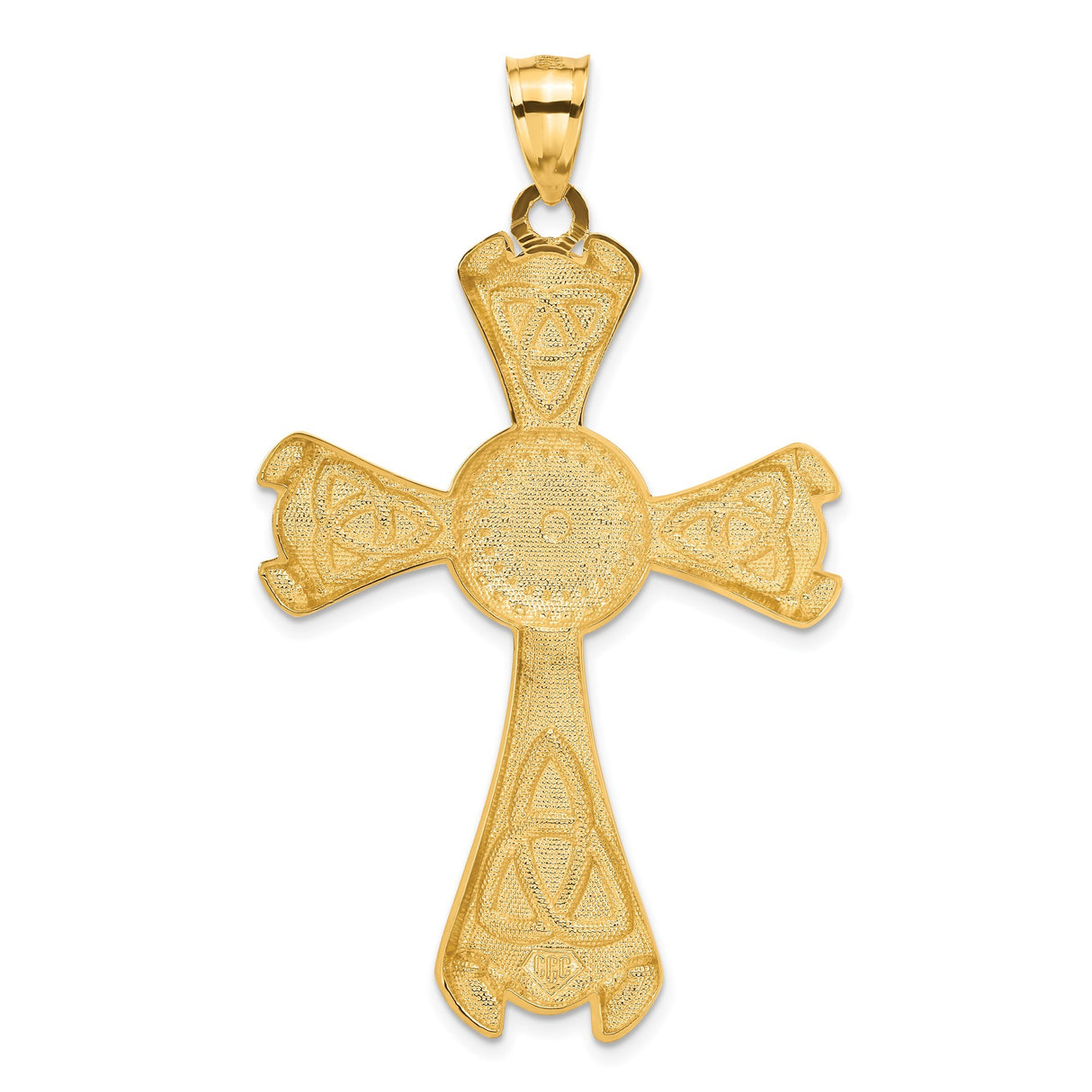 14k Yellow Gold Celtic Cross Pendant with Trinity Knot Design