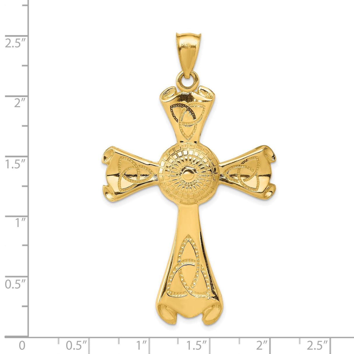 14k Yellow Gold Celtic Cross Pendant with Trinity Knot Design