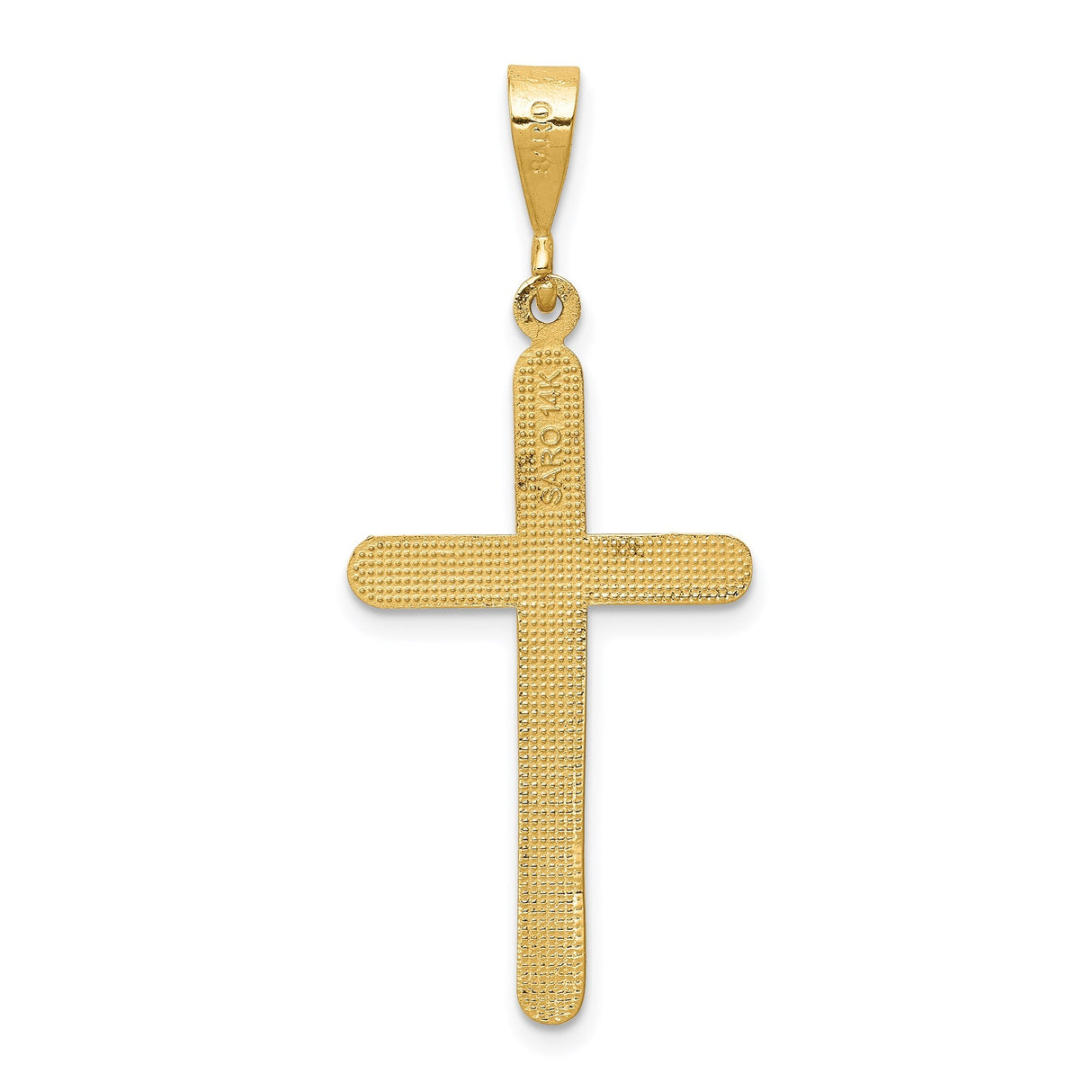 14k Yellow Gold Latin Cross Pendant Charm with Mirror Finish Religious Design
