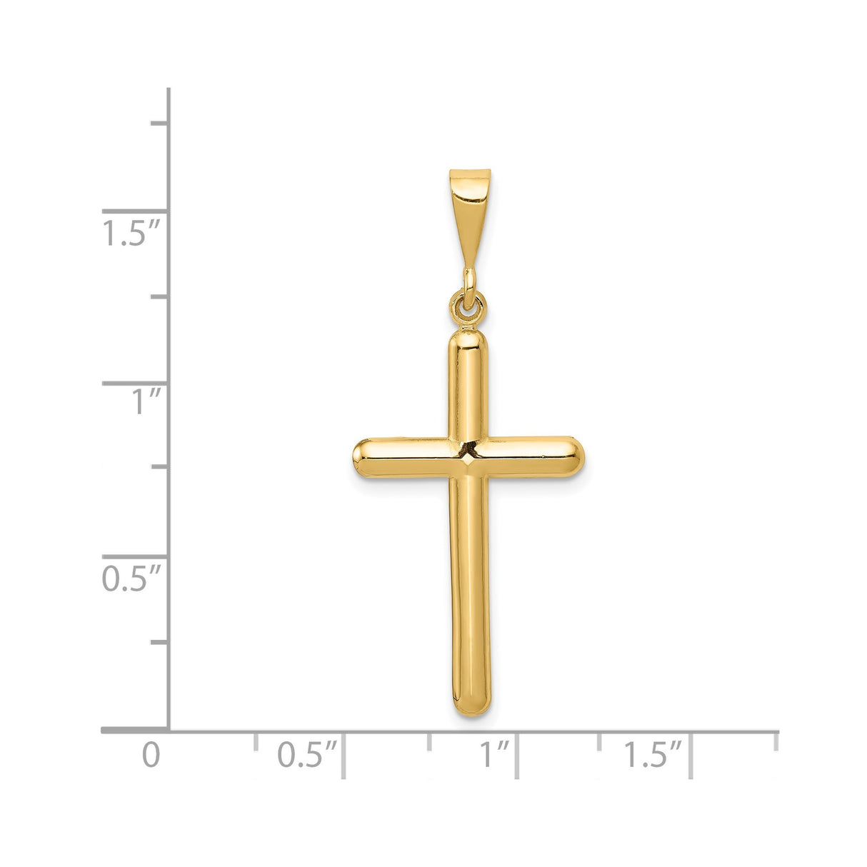 14k Yellow Gold Latin Cross Pendant Charm with Mirror Finish Religious Design