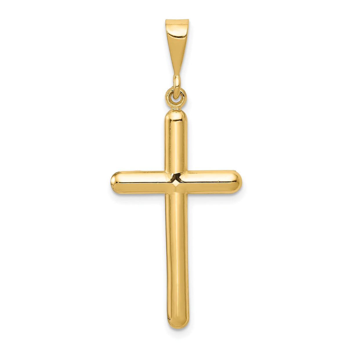 14k Yellow Gold Latin Cross Pendant Charm with Mirror Finish Religious Design