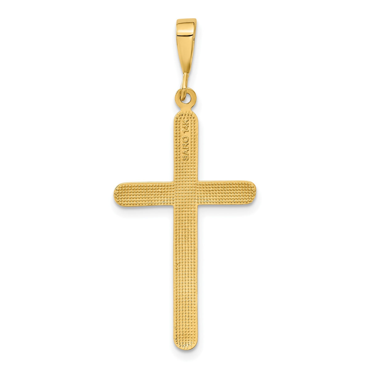 14k Yellow Gold Latin Cross Pendant, Polished Minimalist Religious Charm for Men and Women