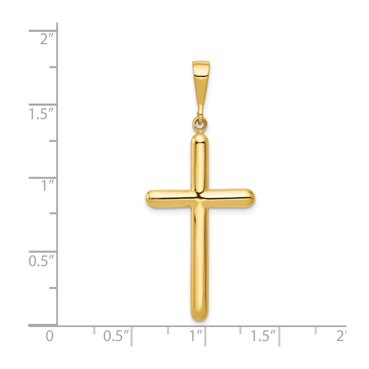 14k Yellow Gold Latin Cross Pendant, Polished Minimalist Religious Charm for Men and Women