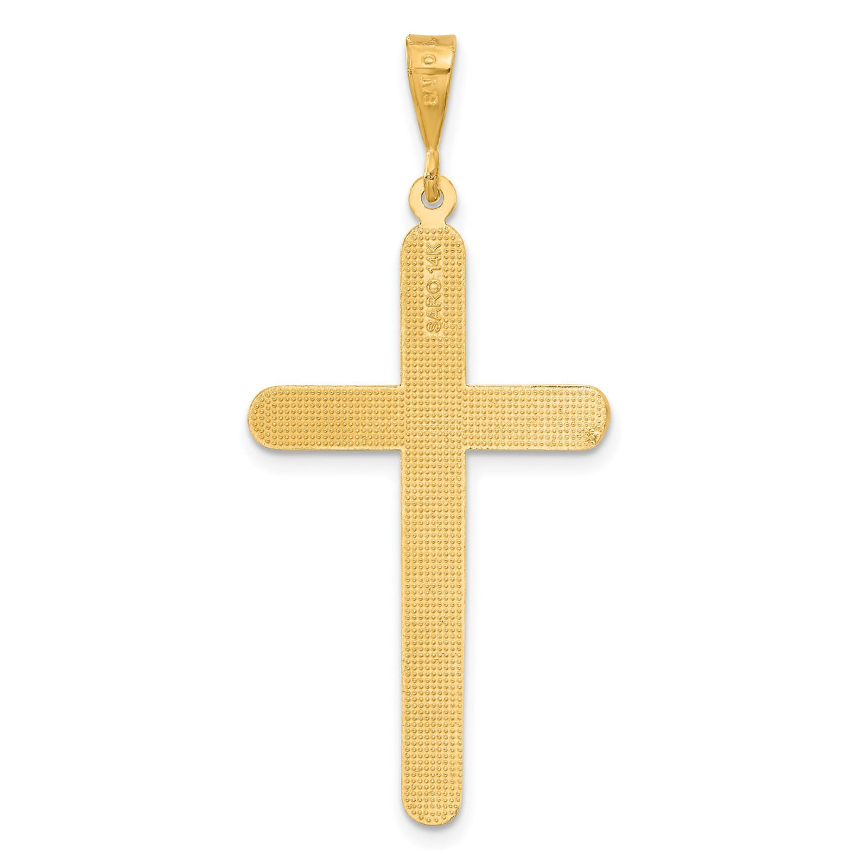 14k Yellow Gold Latin Cross Pendant, Minimalist Round-Edge Religious Charm for Men and Women