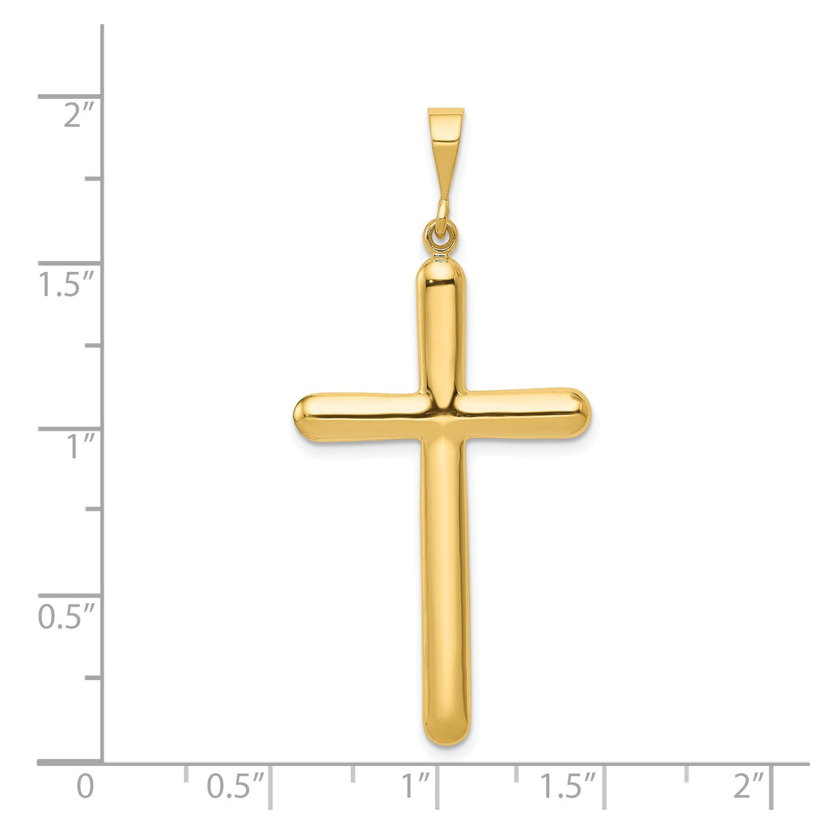 14k Yellow Gold Latin Cross Pendant, Minimalist Round-Edge Religious Charm for Men and Women