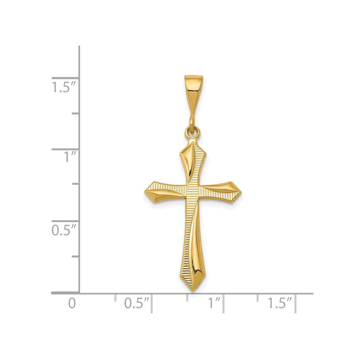 14k Yellow Gold Cross Pendant with Modern Dimensional Design for Men and Women