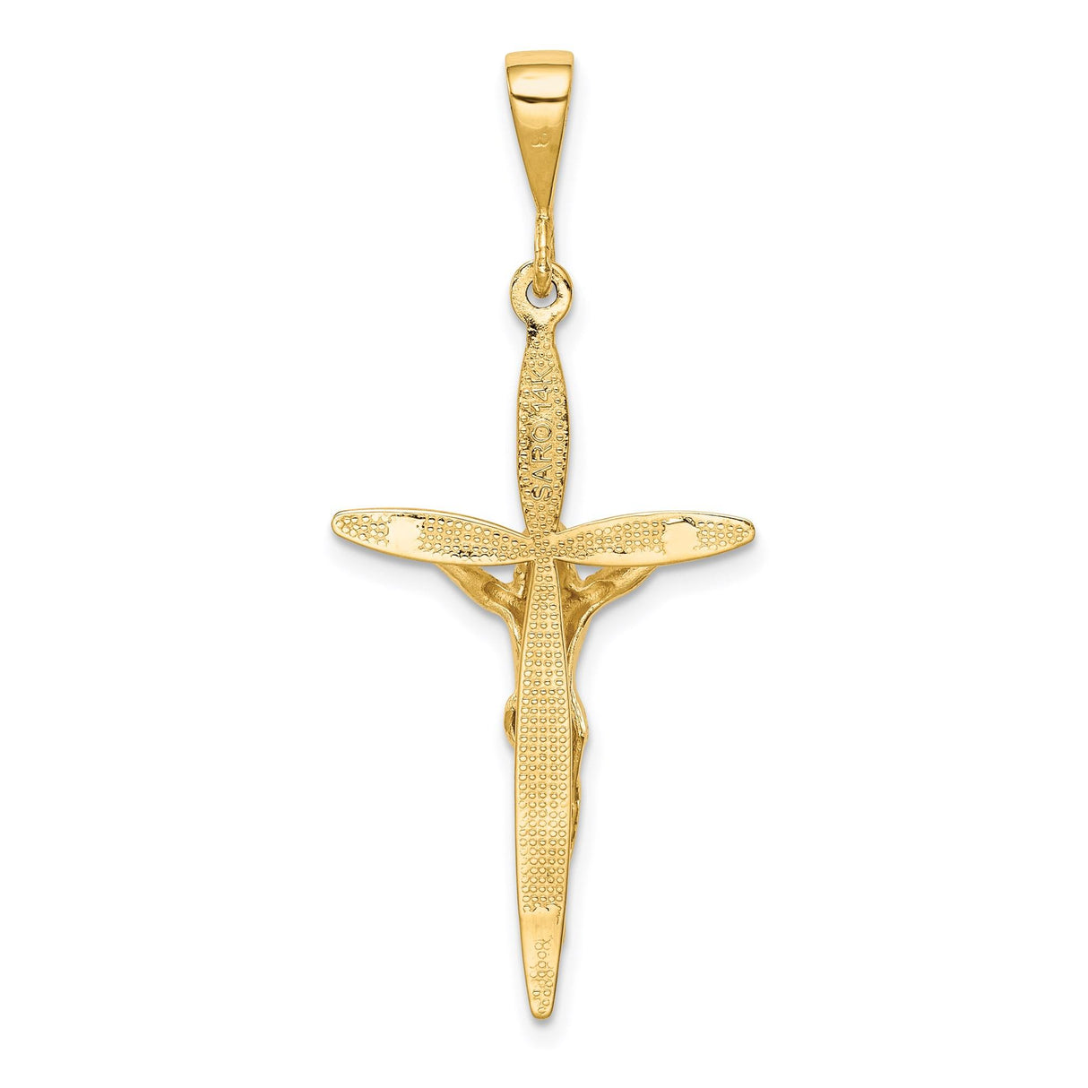 14k Yellow Gold Crucifix Cross Pendant with Detailed Jesus Figure Religious Charm