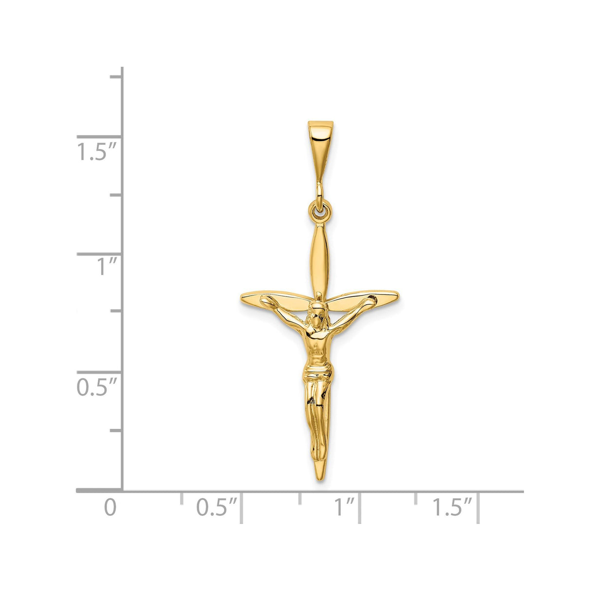 14k Yellow Gold Crucifix Cross Pendant with Detailed Jesus Figure Religious Charm