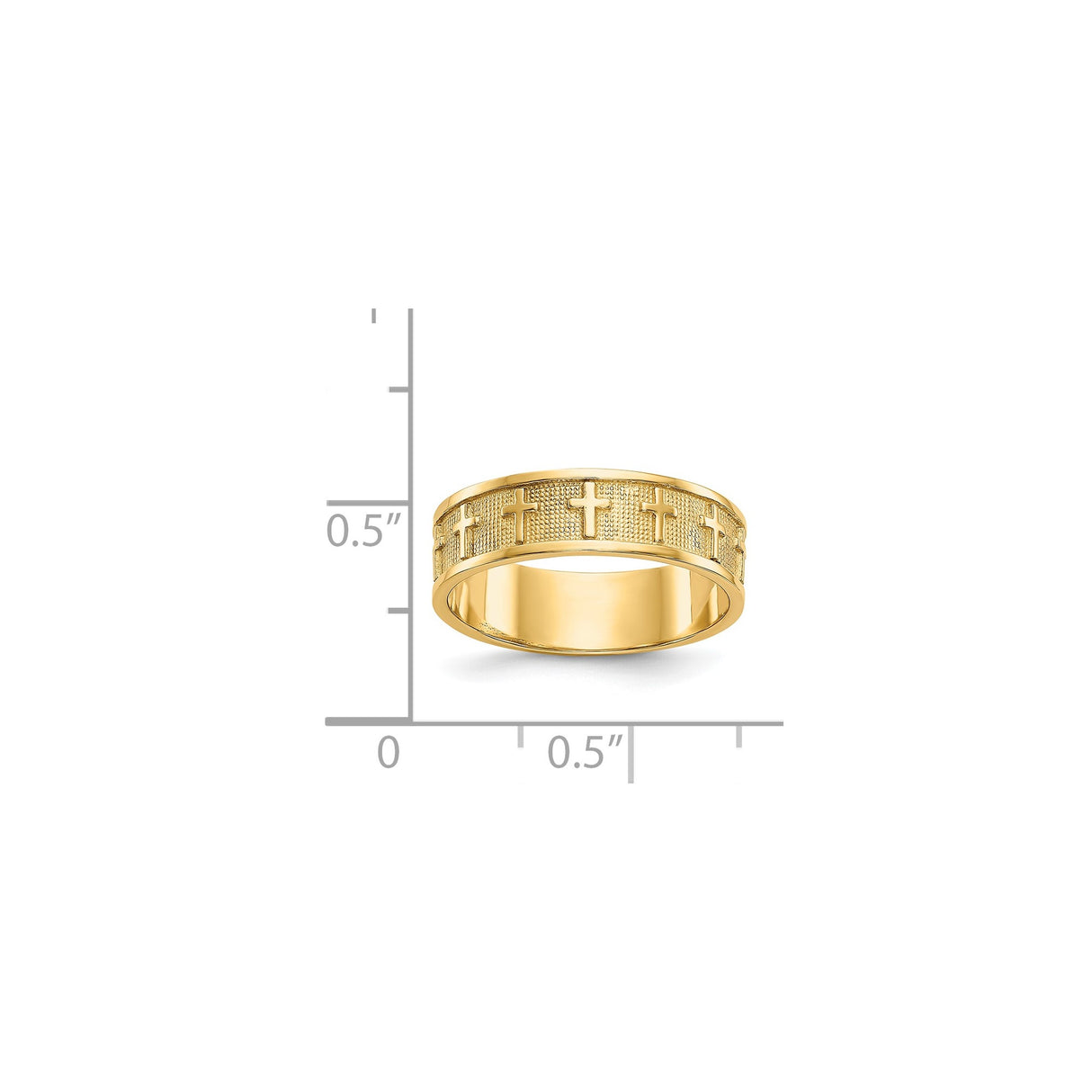 14k Yellow Gold Satin wedding band ring shown for scale