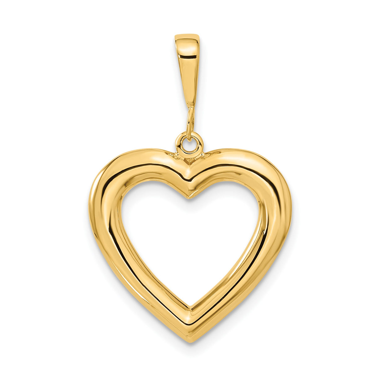 14k Yellow Gold Open Heart Pendant, Minimalist Romantic Charm for Women