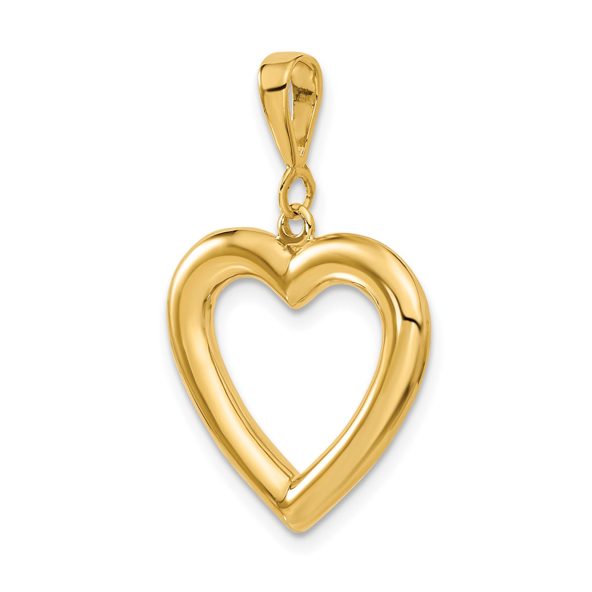 14k Yellow Gold Open Heart Pendant, Minimalist Romantic Charm for Women
