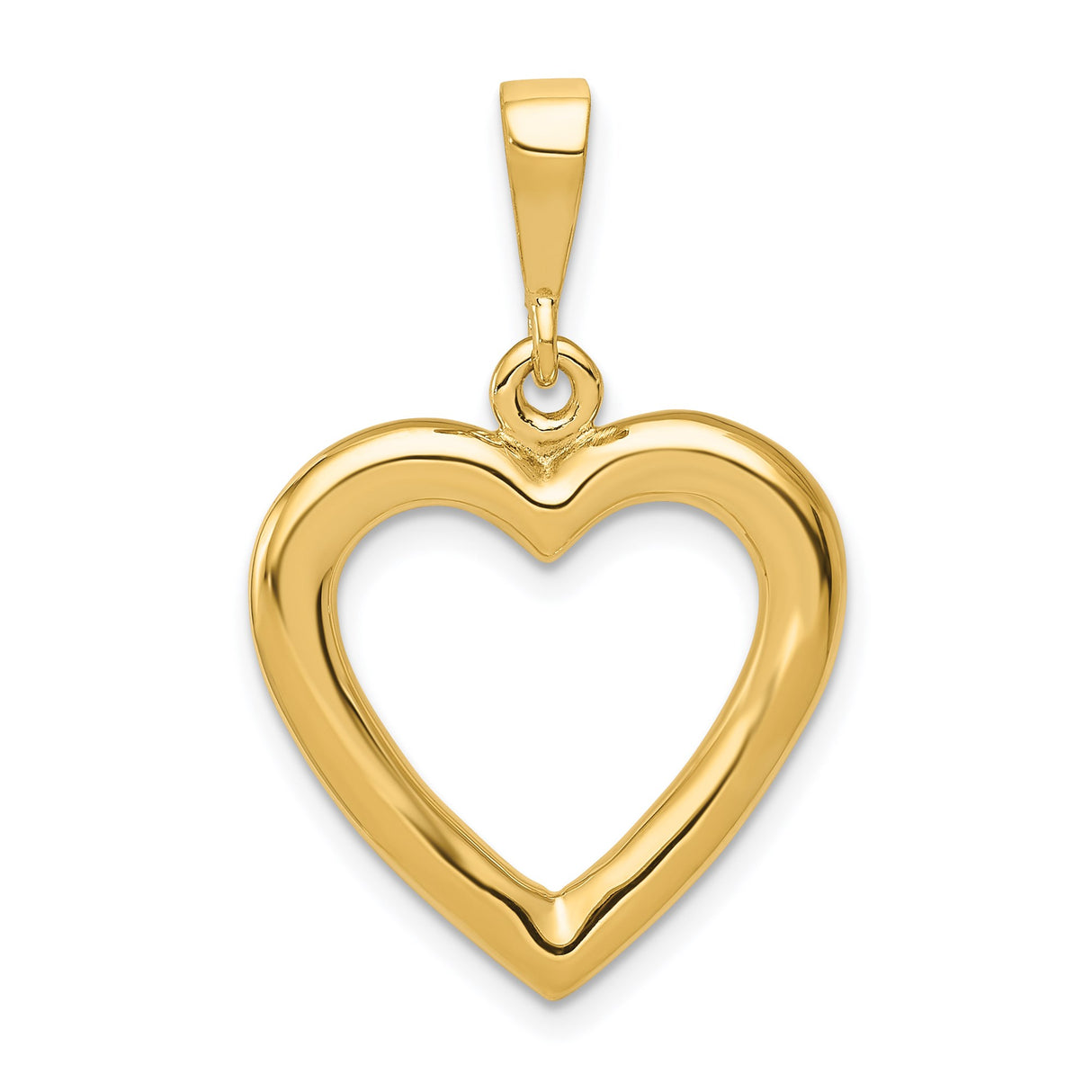 14k Yellow Gold Open Heart Pendant, Minimalist Romantic Charm for Women