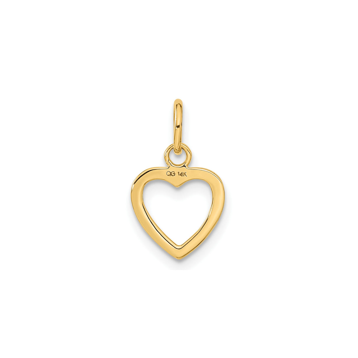 14k Yellow Gold Open Heart Pendant, Minimalist Flat Design Charm for Women