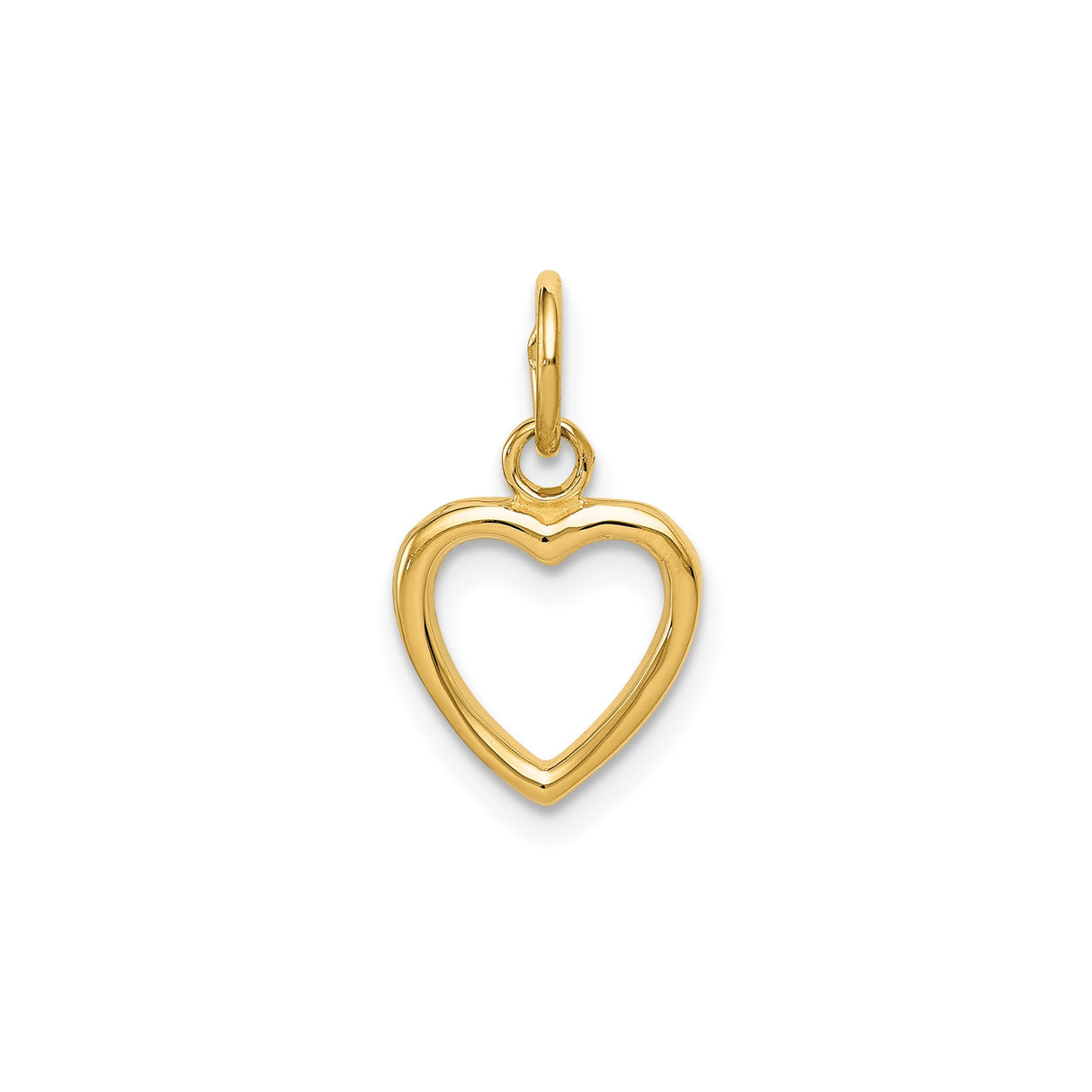 14k Yellow Gold Open Heart Pendant, Minimalist Flat Design Charm for Women