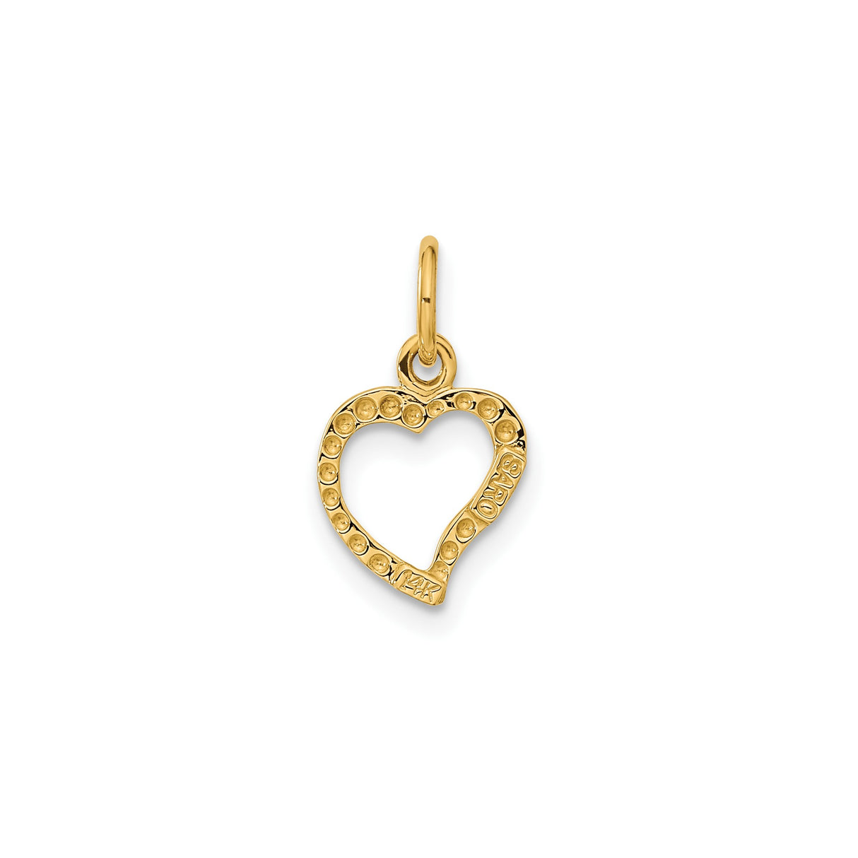 14k Yellow Gold Open Heart Pendant Charm, Minimalist Romantic Design for Women